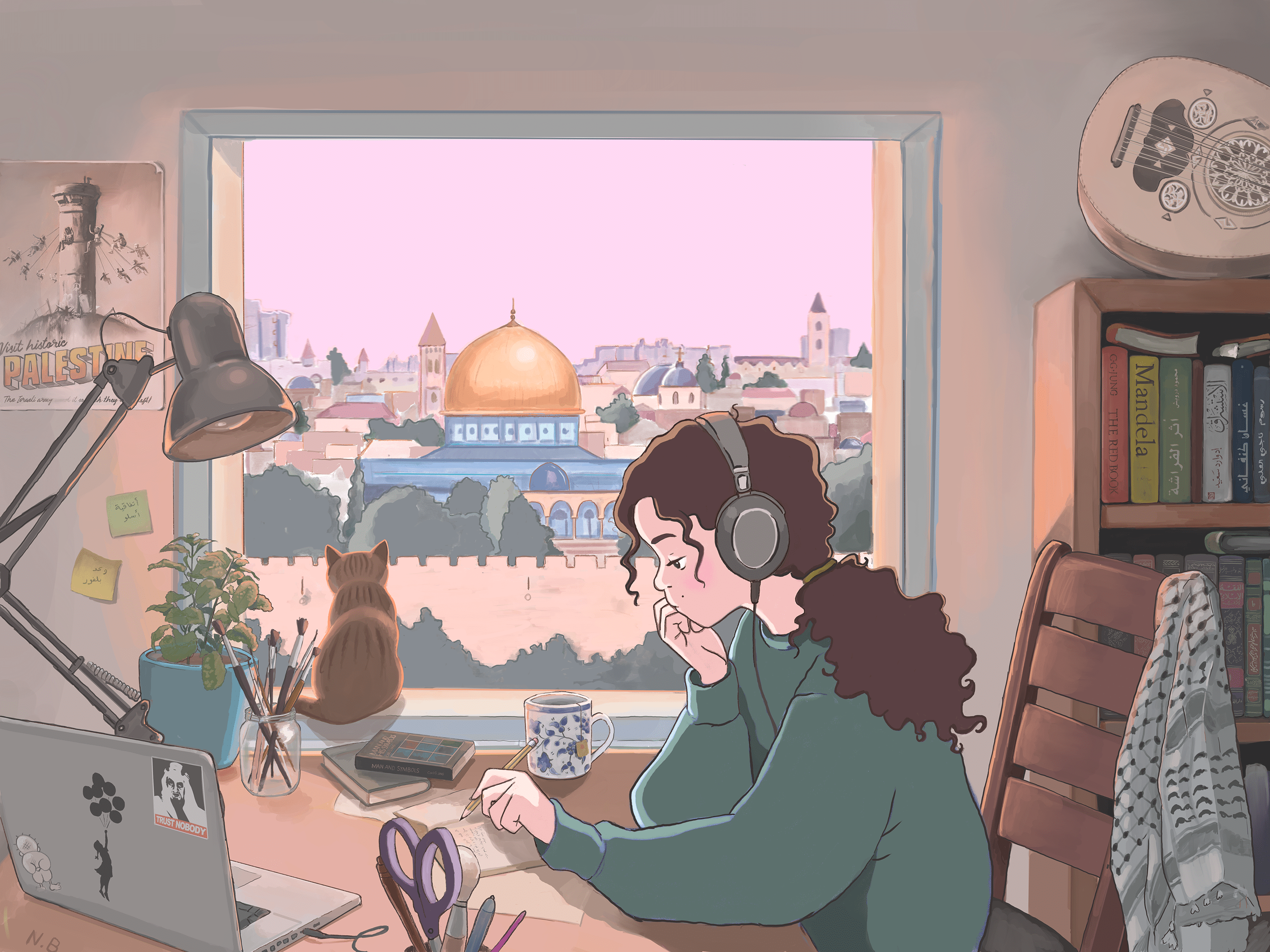 Palestinian LoFi Girl by Nadin Burqan